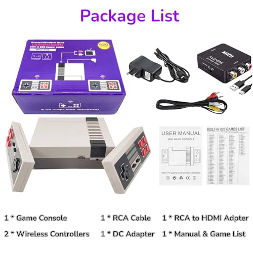 Classic Mini Retro Game Console with 600 Games and Dual Wireless Remote Controllers I148