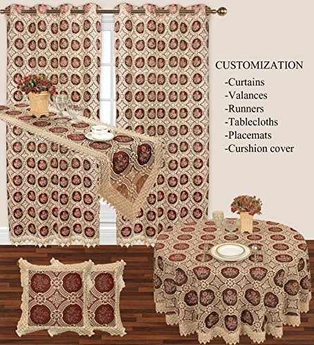 Small Vintage Burgundy Lace Table Runner 16 × 36 Inch W9514