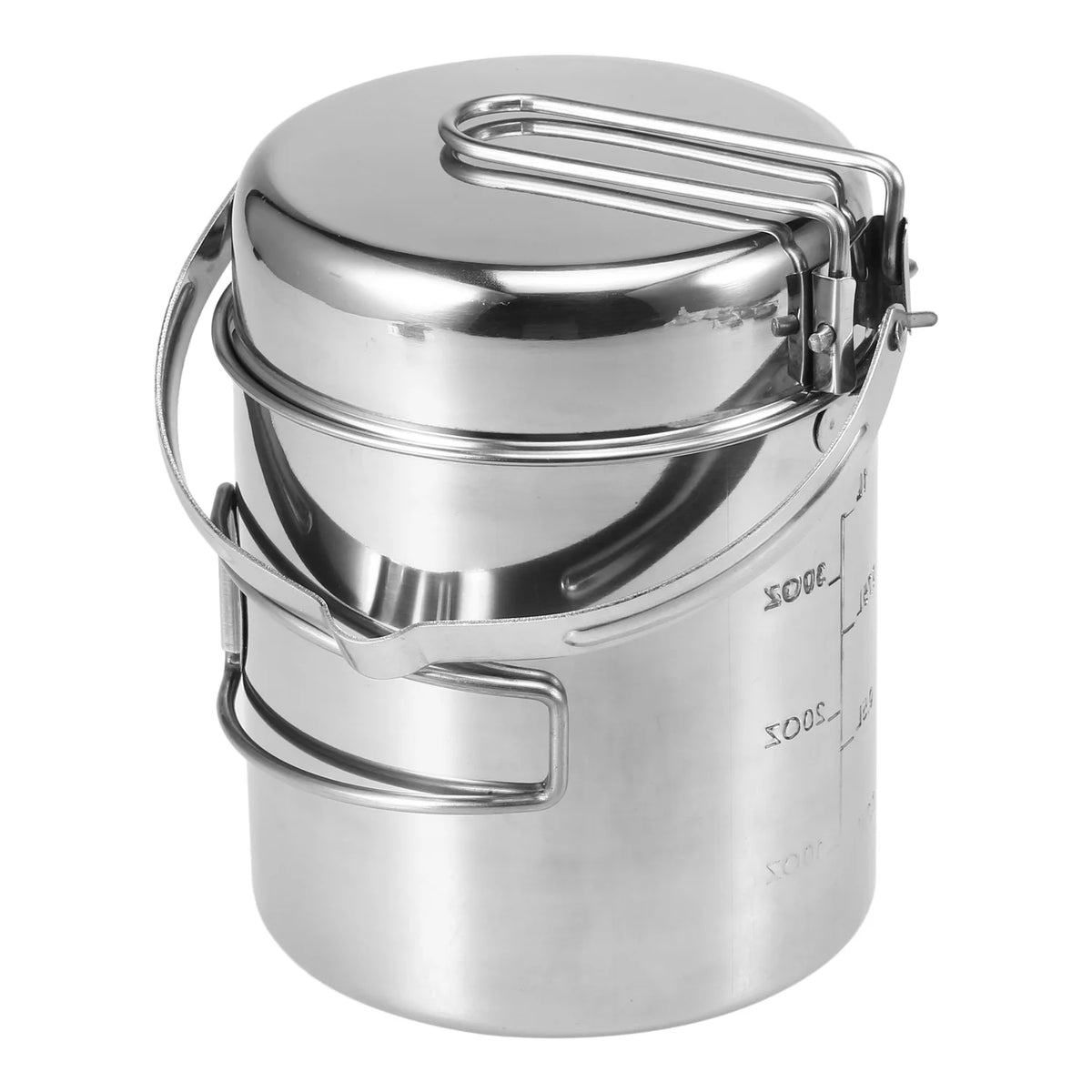1L Stainless Steel Portable Camping Pot with Foldable Handle M42276