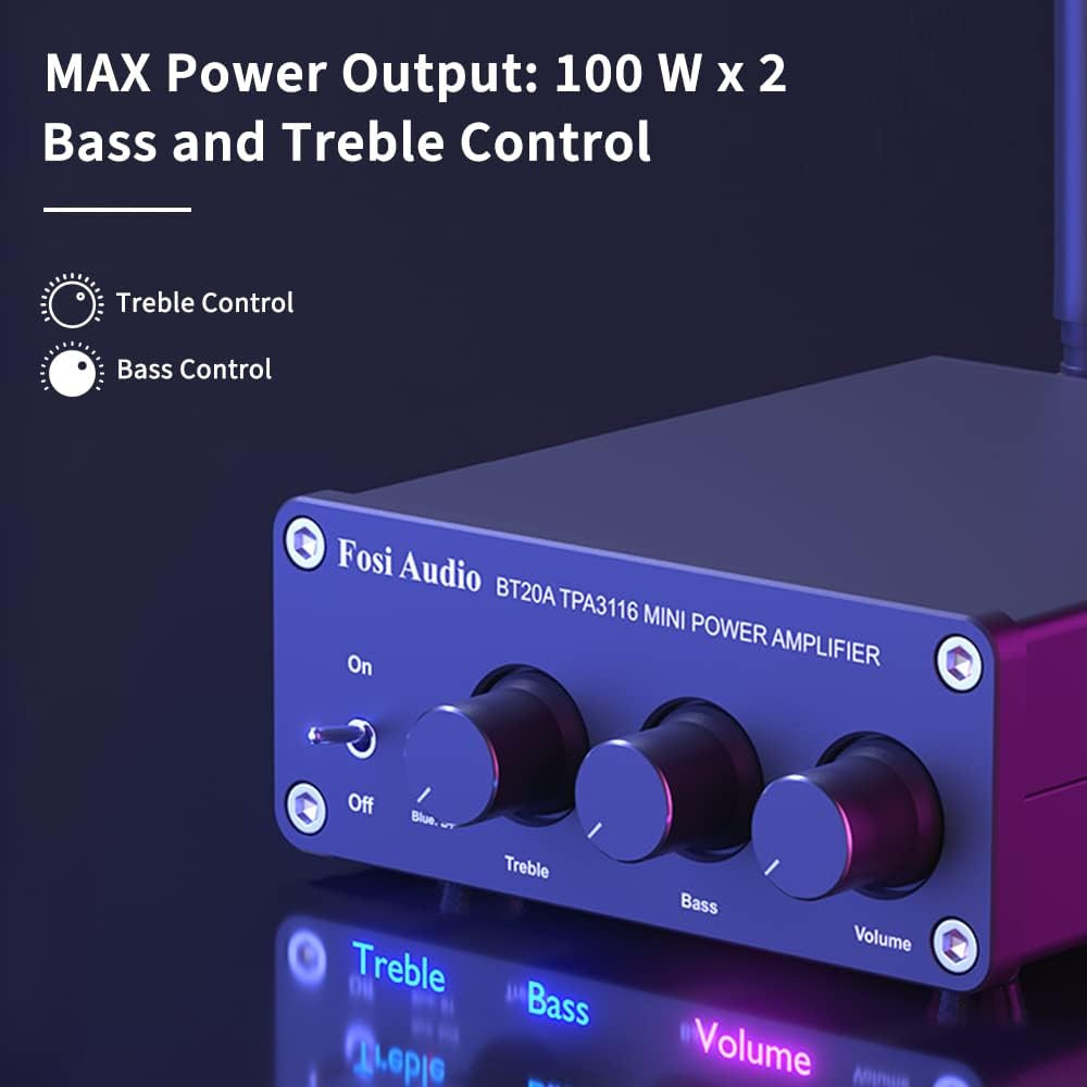 Bluetooth 5.0 Stereo Amplifier 100W x 2 with Power Supply, Pack of 2 K192