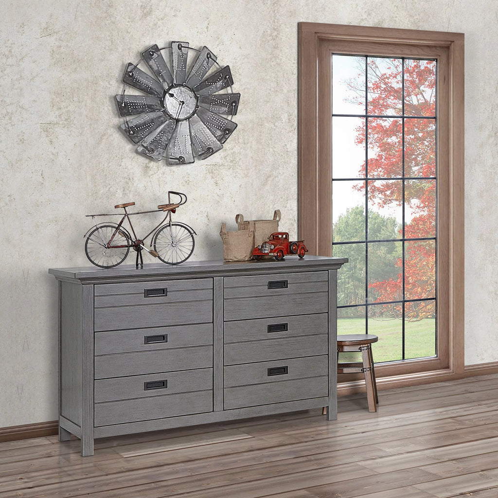 6 Drawer Double Dresser Rustic Gray Y836