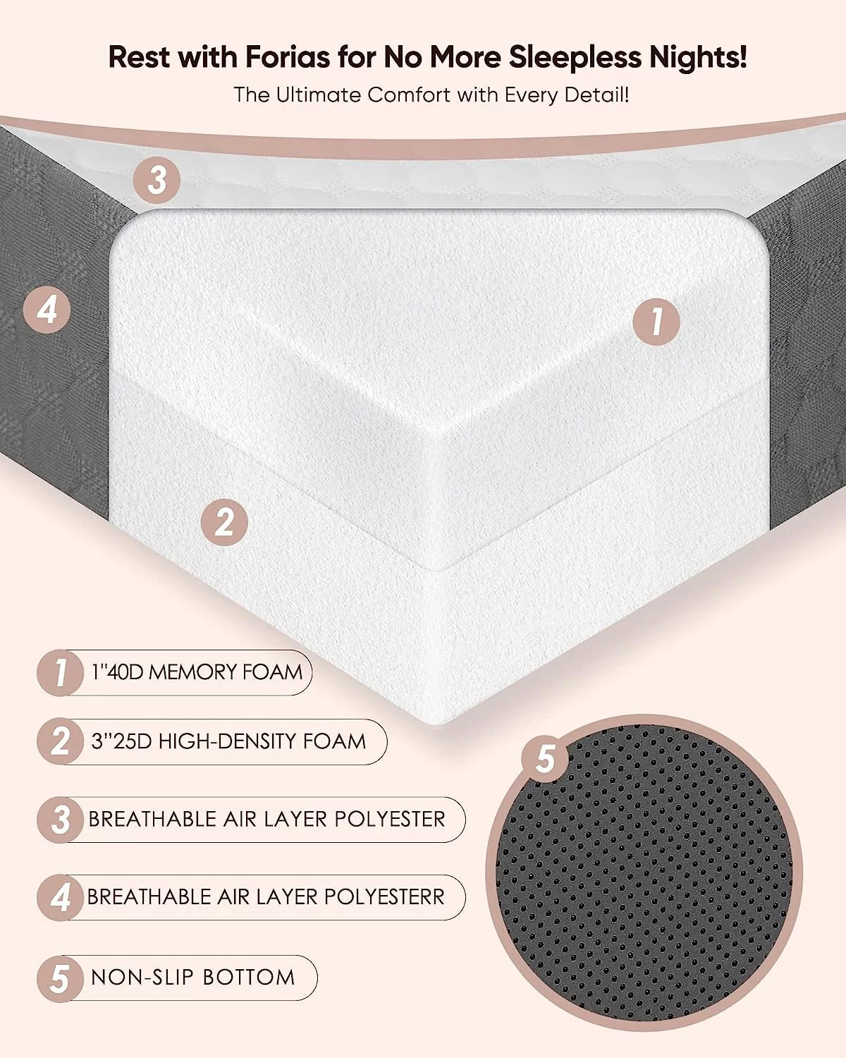 Queen Size 4 inch Foldable Memory Form Mattress with Storage Bag U988