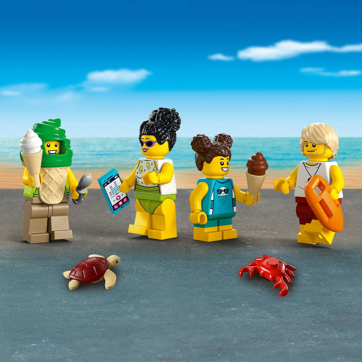 Building Kit with 4 Minifigures and Crab and Turtle Figures (211 Pieces) T887