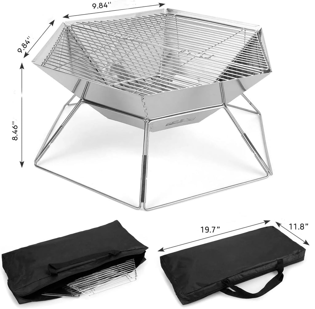Hexagon Stainless Steel Folding BBQ Grill U4813