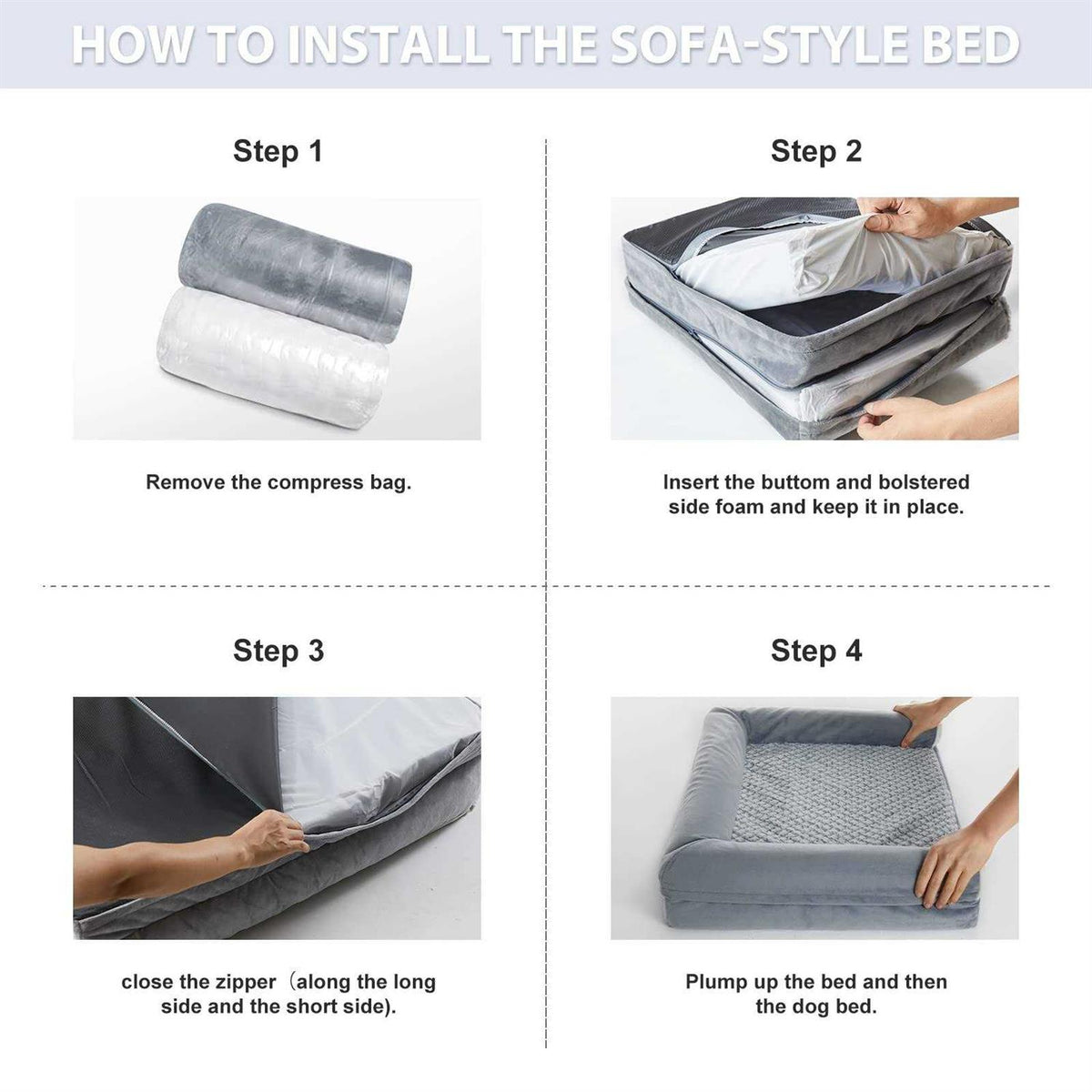 Orthopedic Sofa Dog Bed with Removable Waterproof Cover Y1873