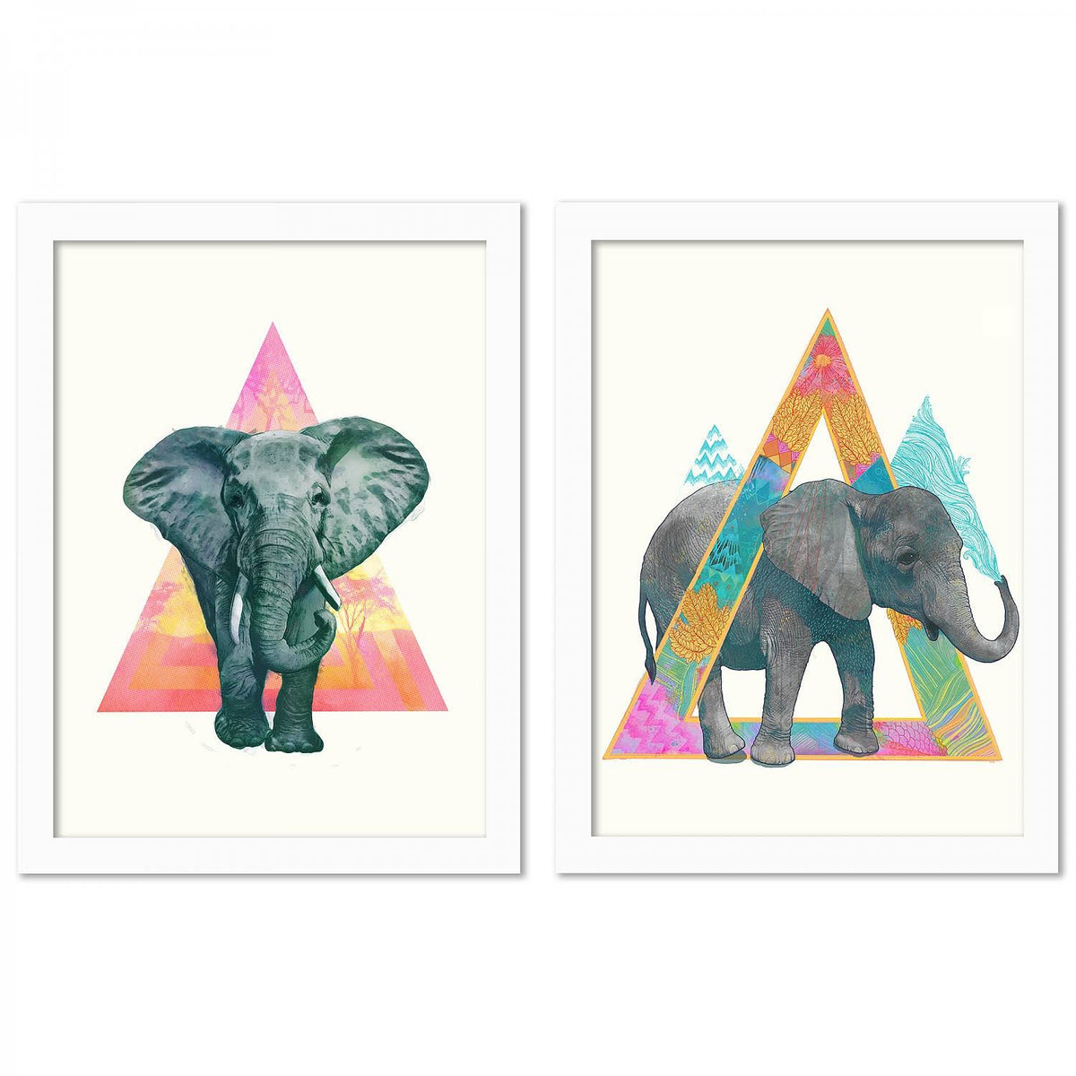 2 Piece White Framed Print Set D5740