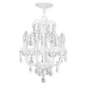 Antique White 4-Light Tiered Chandelier with Crystal Accents G571
