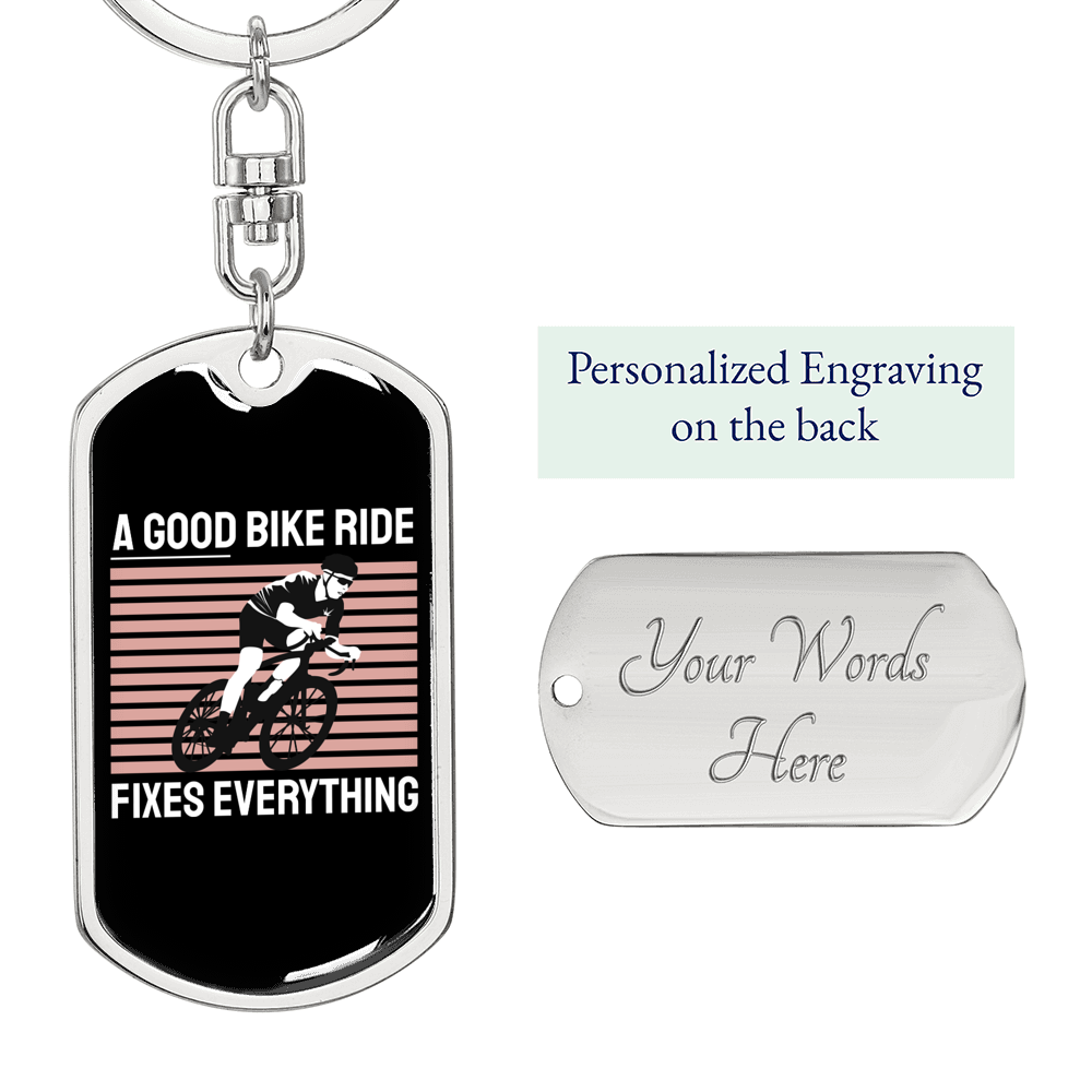 Stainless Steel or 18k Gold Swivel Dog Tag Keychain L38493