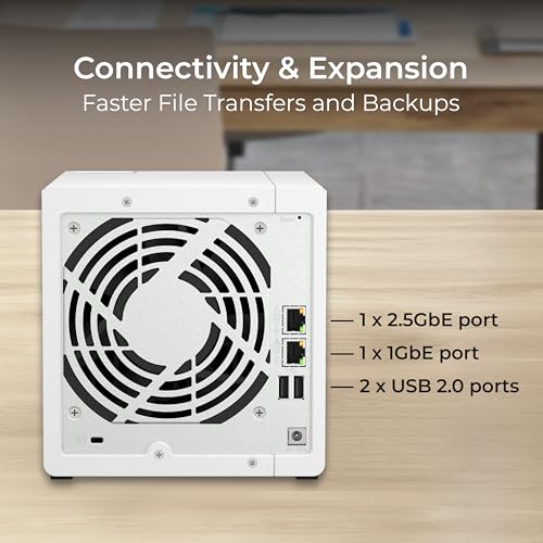 4 Bay NAS with 12TB Storage Capacity, Preconfigured RAID 5 Drives, 2.5GbE Ports P229098