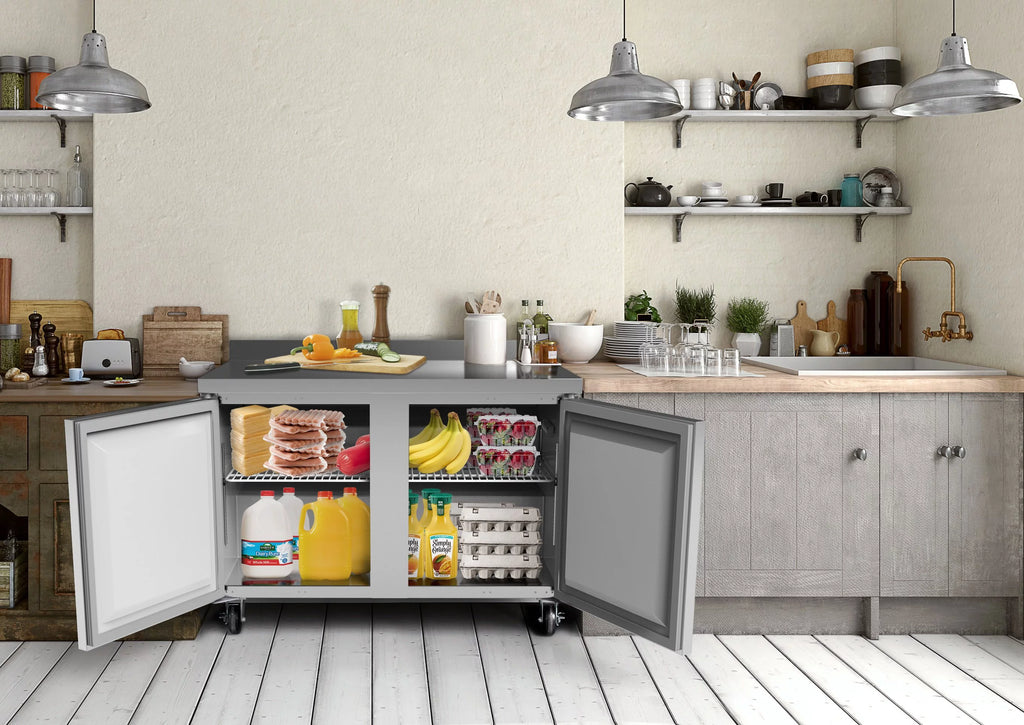 48 in. Two-Door Worktop Refrigerator with Backsplash N348
