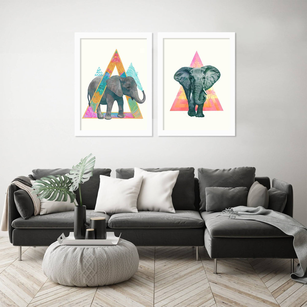 2 Piece White Framed Print Set D5740