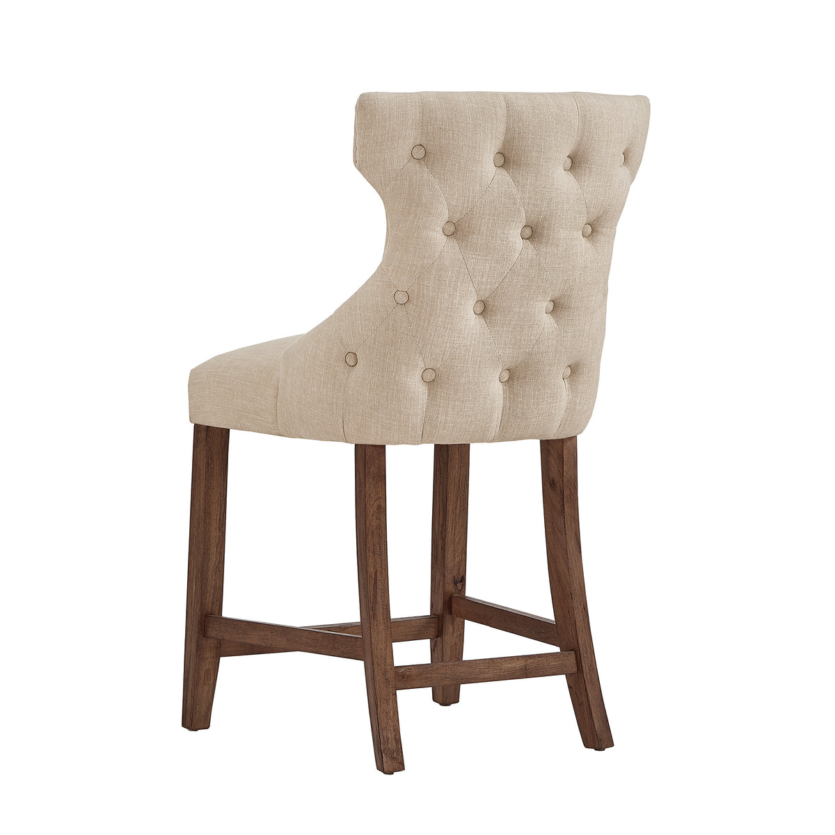 Beige Linen Upholstered Counter Height Stools, Set of 2 F9417