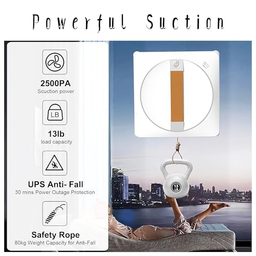 Window Cleaning Robot, Dual Water Spray, 2500Pa Suction, Wet/Dry A7758