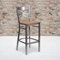 Metal X Back Barstool with Wood Seat V316281