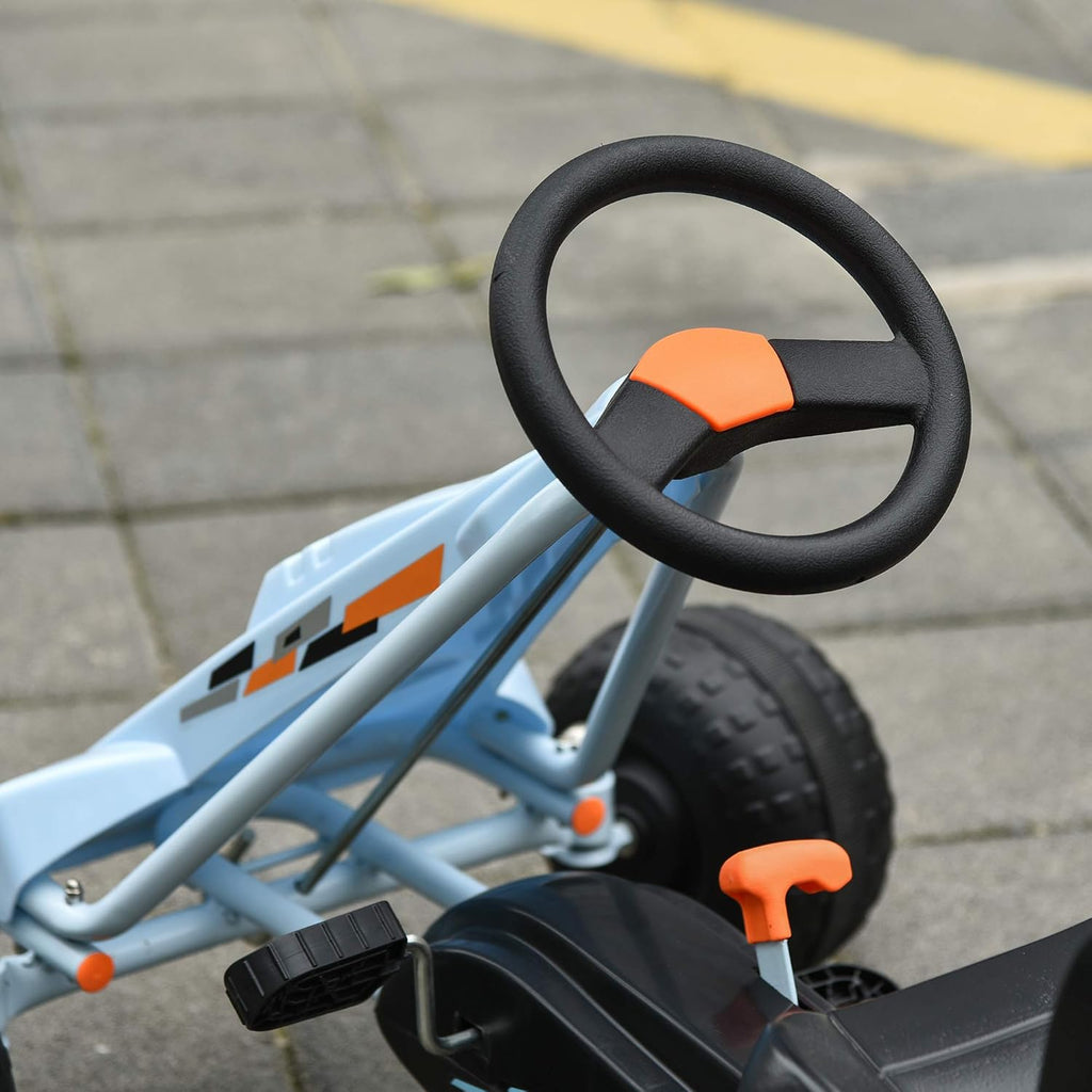 Pedal Go Kart Ride on Car with Adjustable Seat White E6436