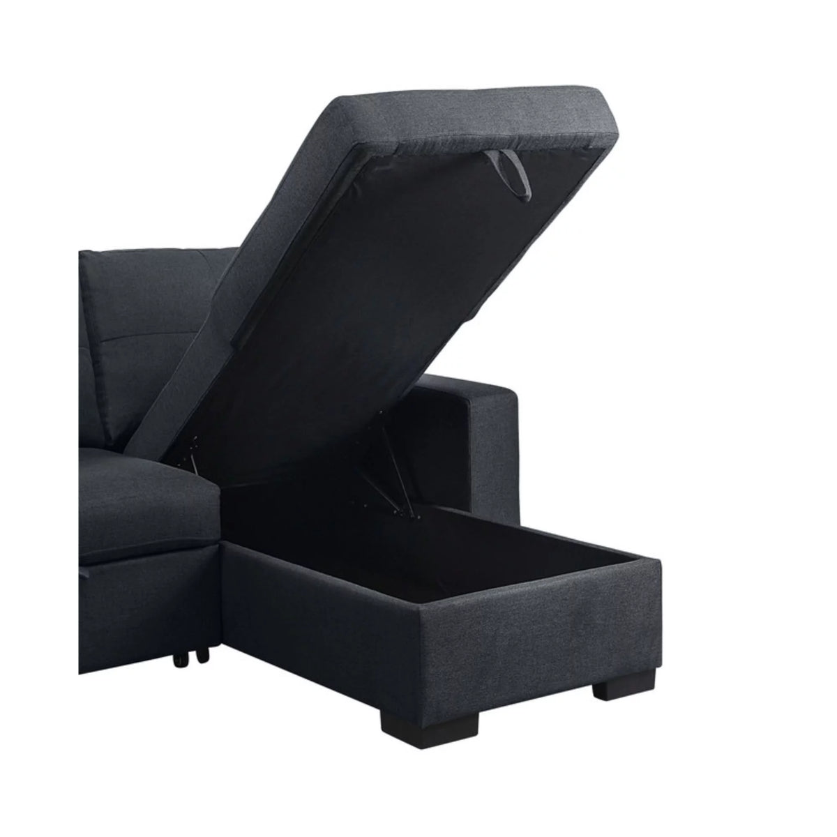 Dark Gray Fabric Sleeper Sectional Sofa with Storage Chaise Y200461
