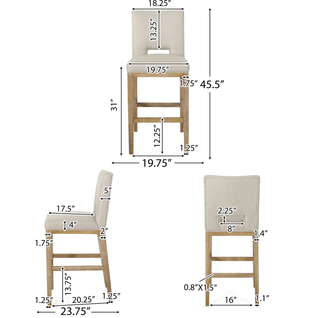Fabric Upholstered 31 Inch Barstools, Set of 2 J8420