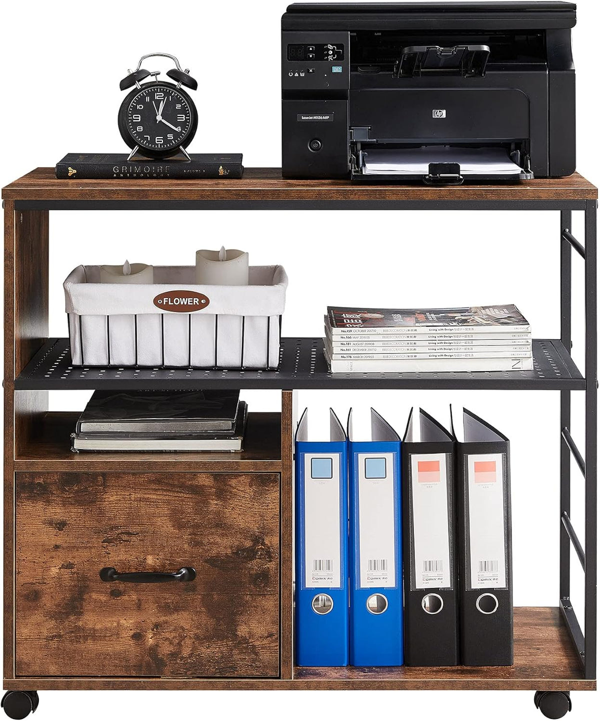 Industrial File Cabinet with Drawer and Open Storage Shelves C958517