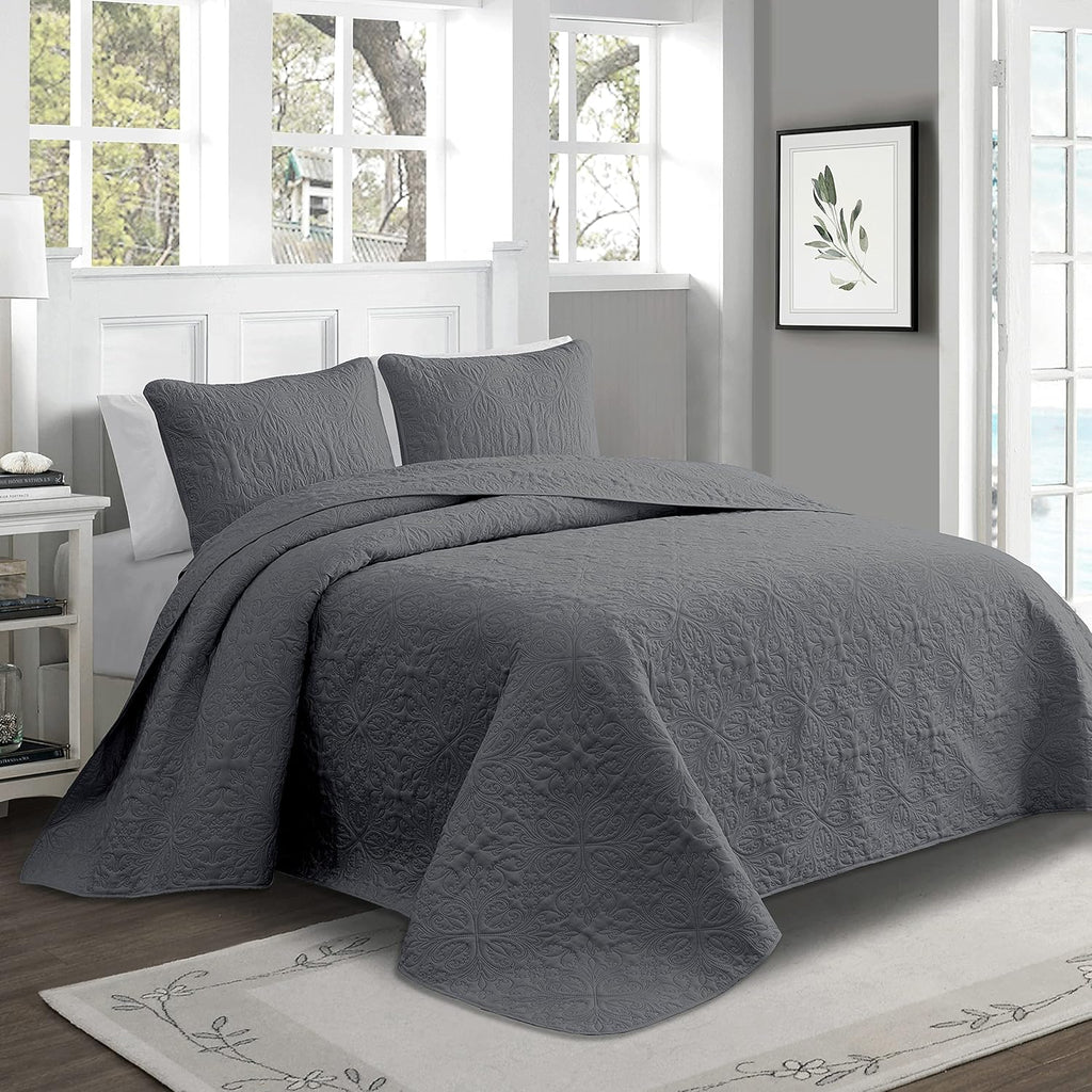 Oversized 3 Piece Reversible Bedspread Coverlet Set, King / Cal King, Taupe W72689