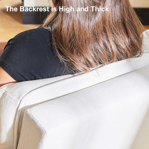 Light Grey Linen Upholstered Arm Chair with Cushion Solid Wood C7376