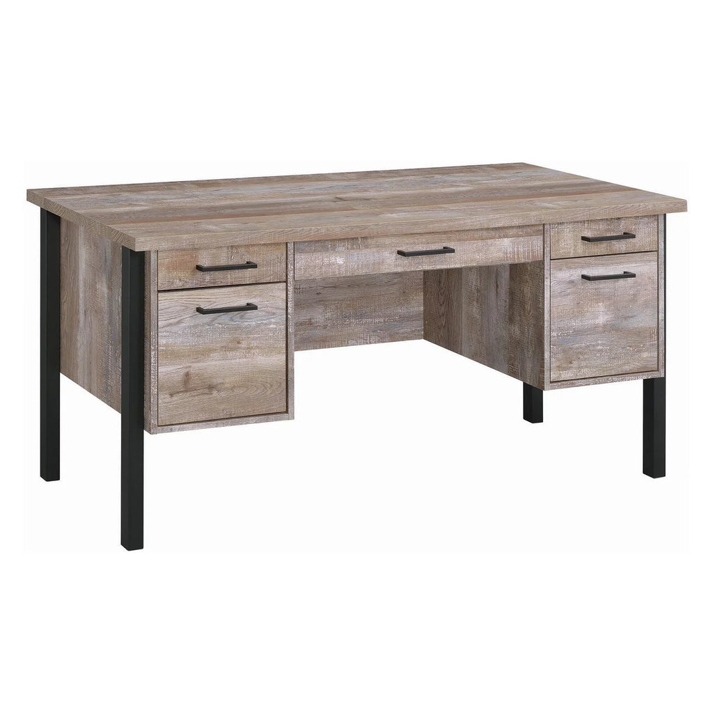 4-drawer Weathered Oak Office Desk Y5504