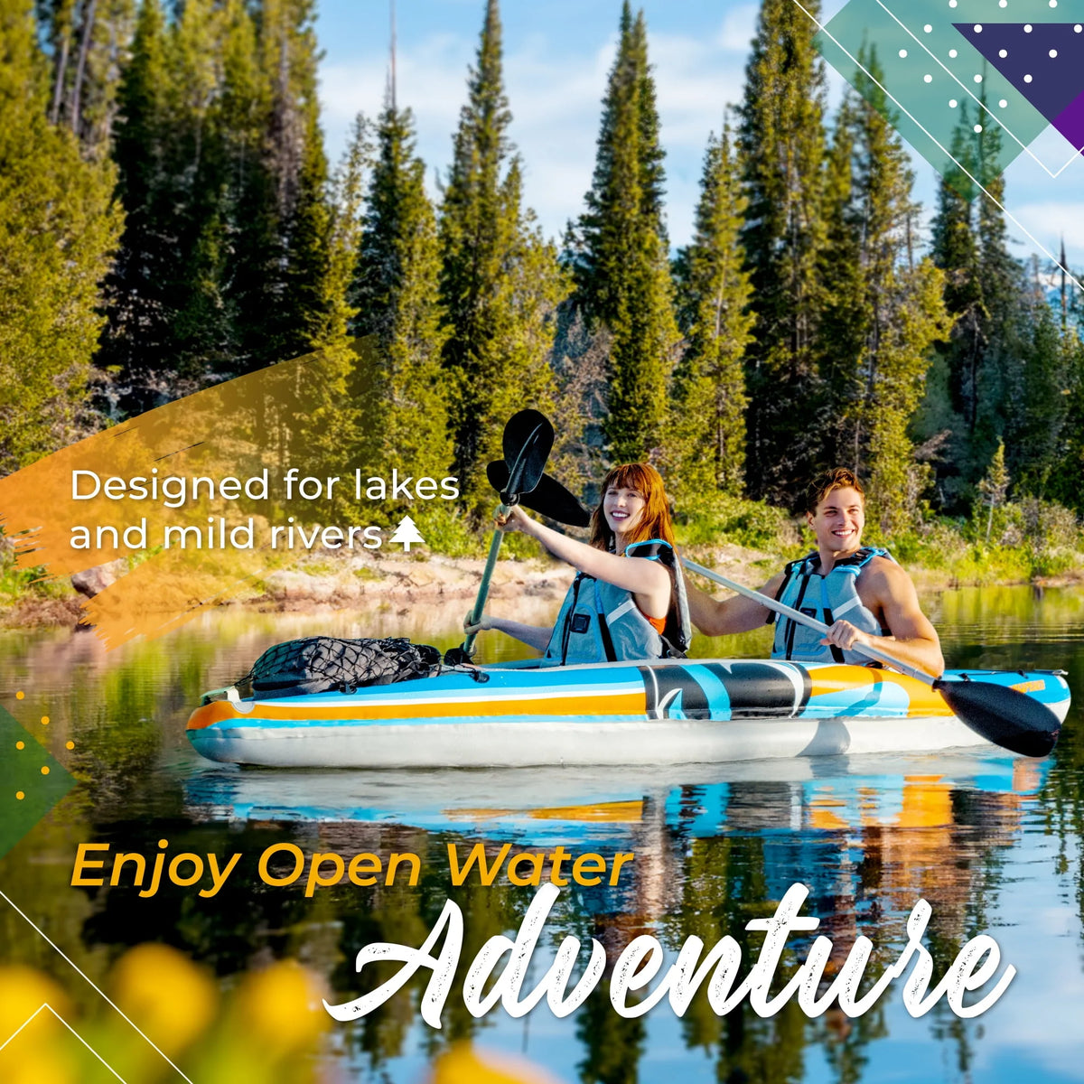 2-Person Inflatable Kayak with Oars and Pump F18777