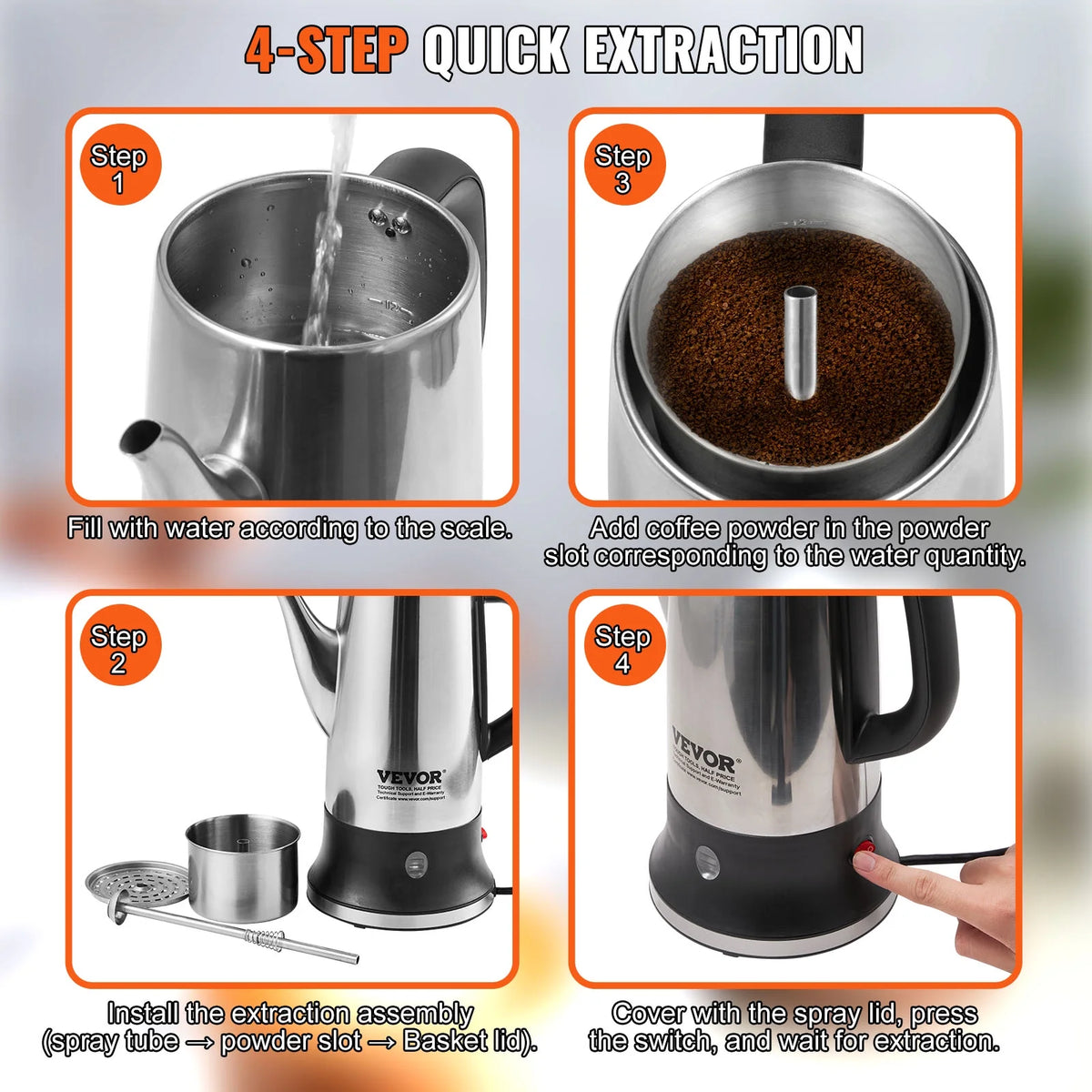 12-Cup Stainless Steel Electric Coffee Percolator J9457