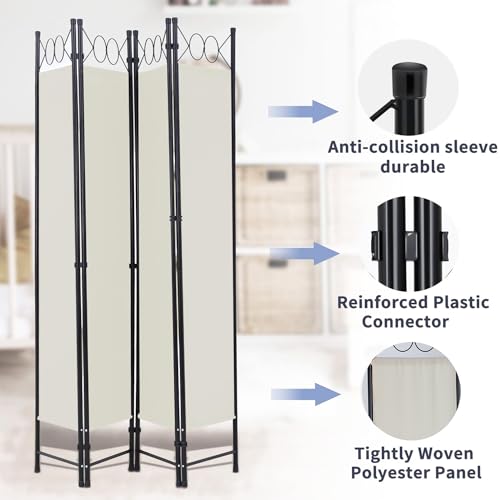 Blue 4 Panel 6FT Room Divider with Steel Frame B82753