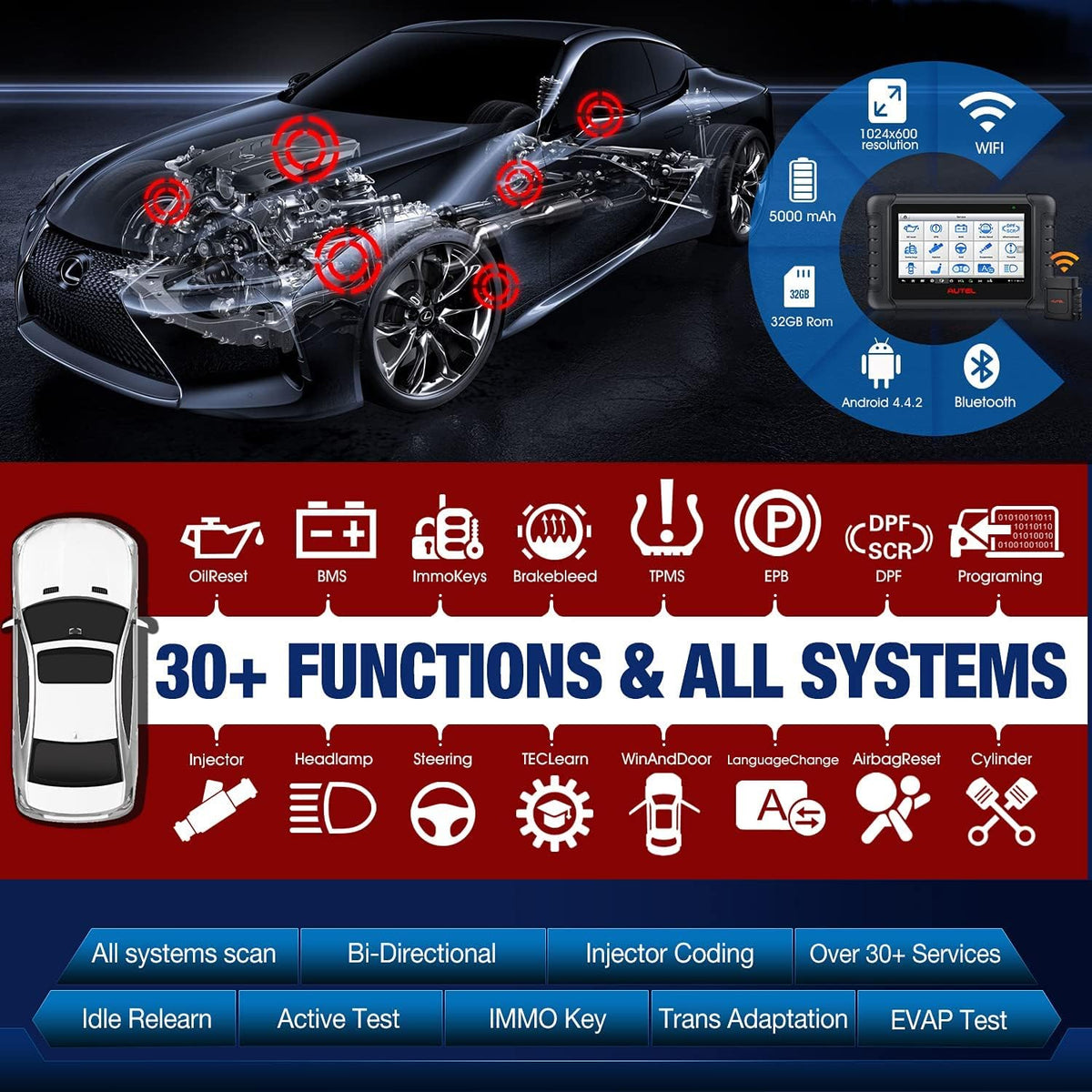 2022 Newest Car Diagnostic Scan Tool with Advanced Bi-Directional Control, All Systems Diagnosis, 30+ Service V441502