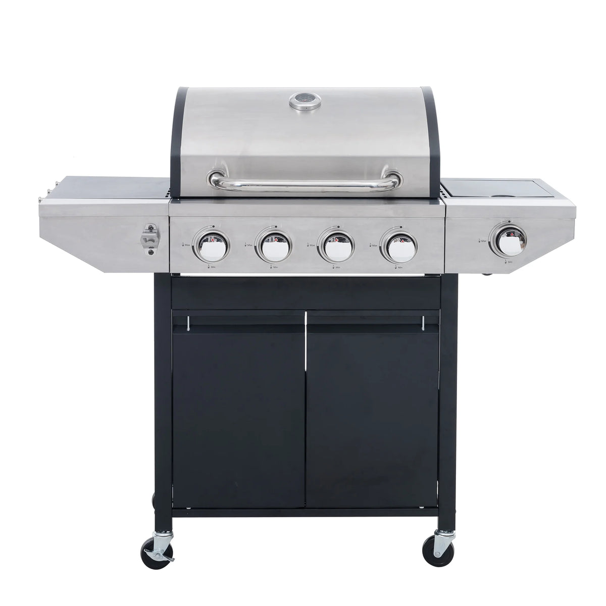 4 Burner Propane Gas Grill with Side Burner and Thermometer Q970