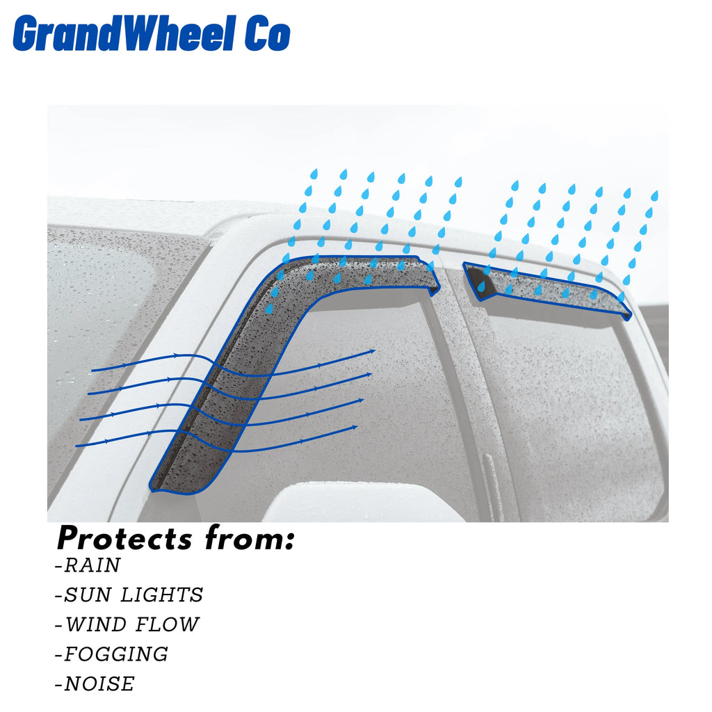 Smoke Tinted Tape-On Side Window Vent Visor Deflectors Rain Guards 4pcs Y5556
