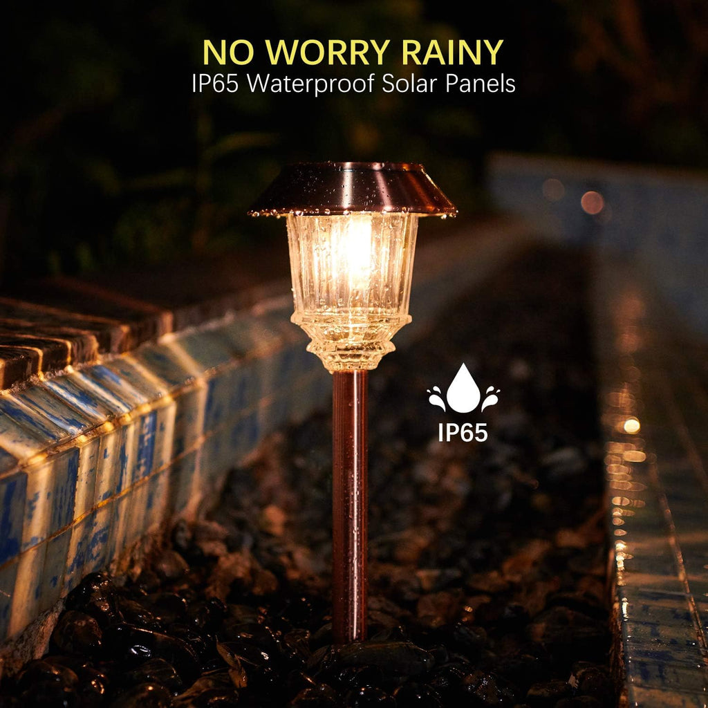 4 Pack Solar Pathway Lights Outdoor Waterproof IP65 Warm White LED Z867