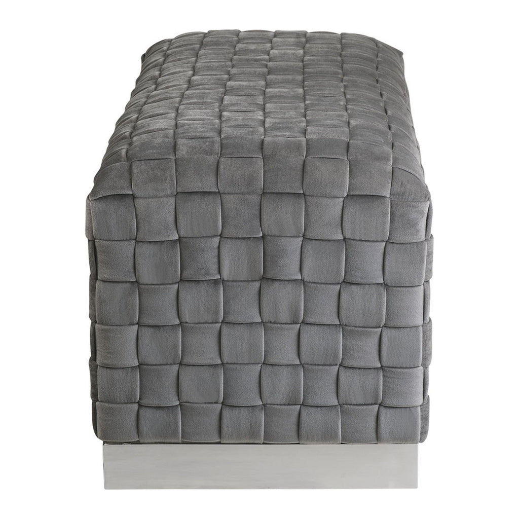 Gray & Silver Upholstered Bedroom Bench V5824