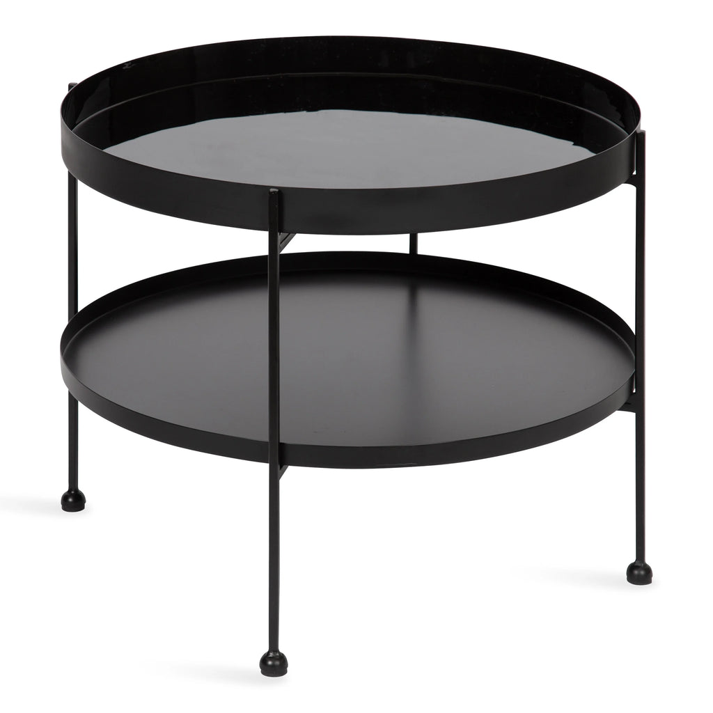 Black 26 Inch Round Two-Tier Coffee Table E928176