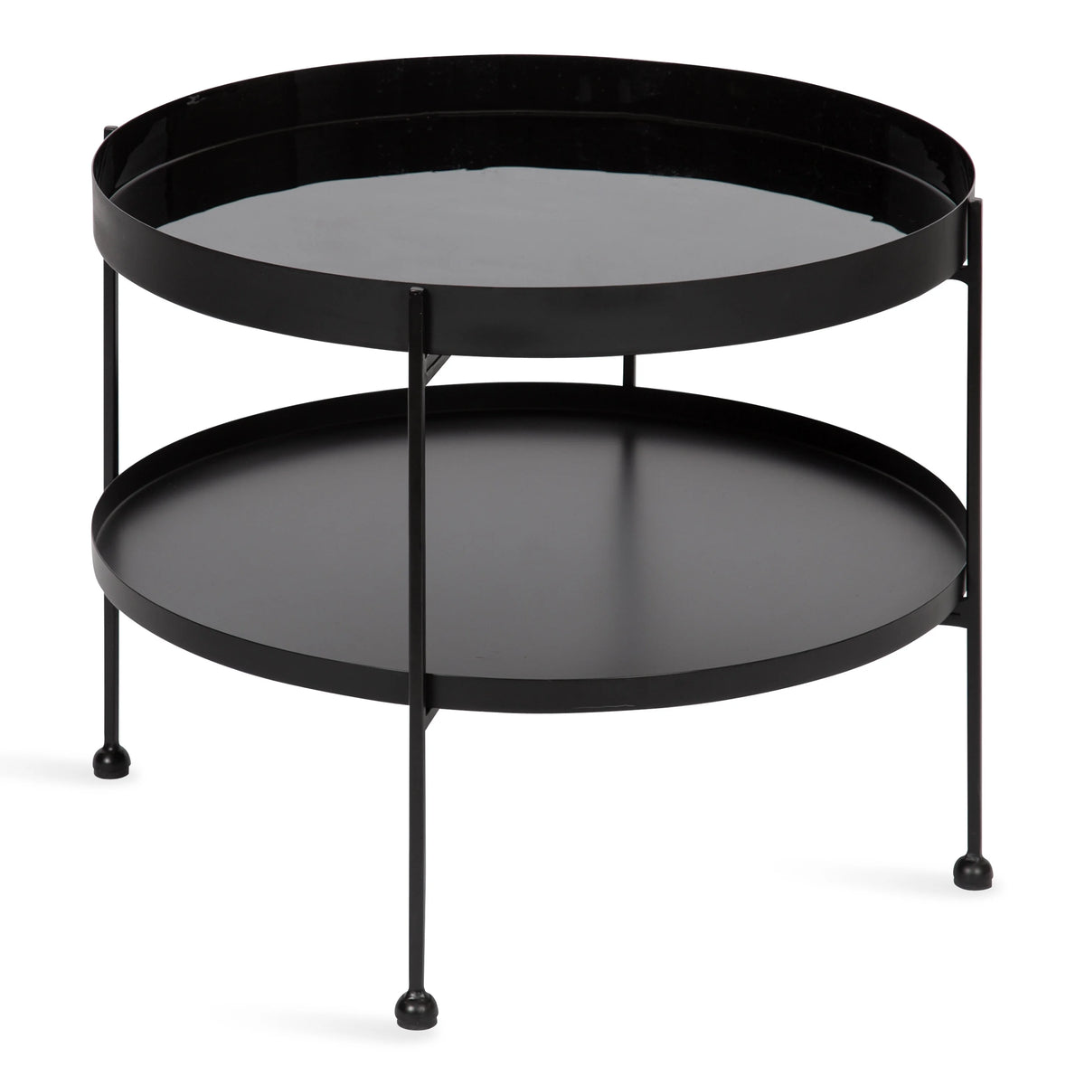 Black 26 Inch Round Two-Tier Coffee Table E928176