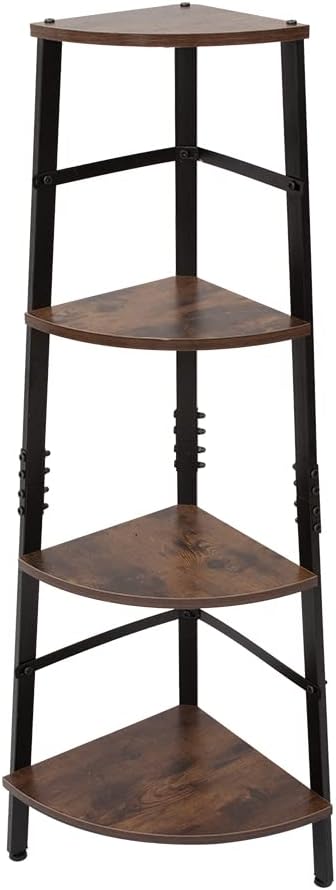 5-Tier Tall Bookcase, Industrial Style Bookshelf, Rustic Brown I955477