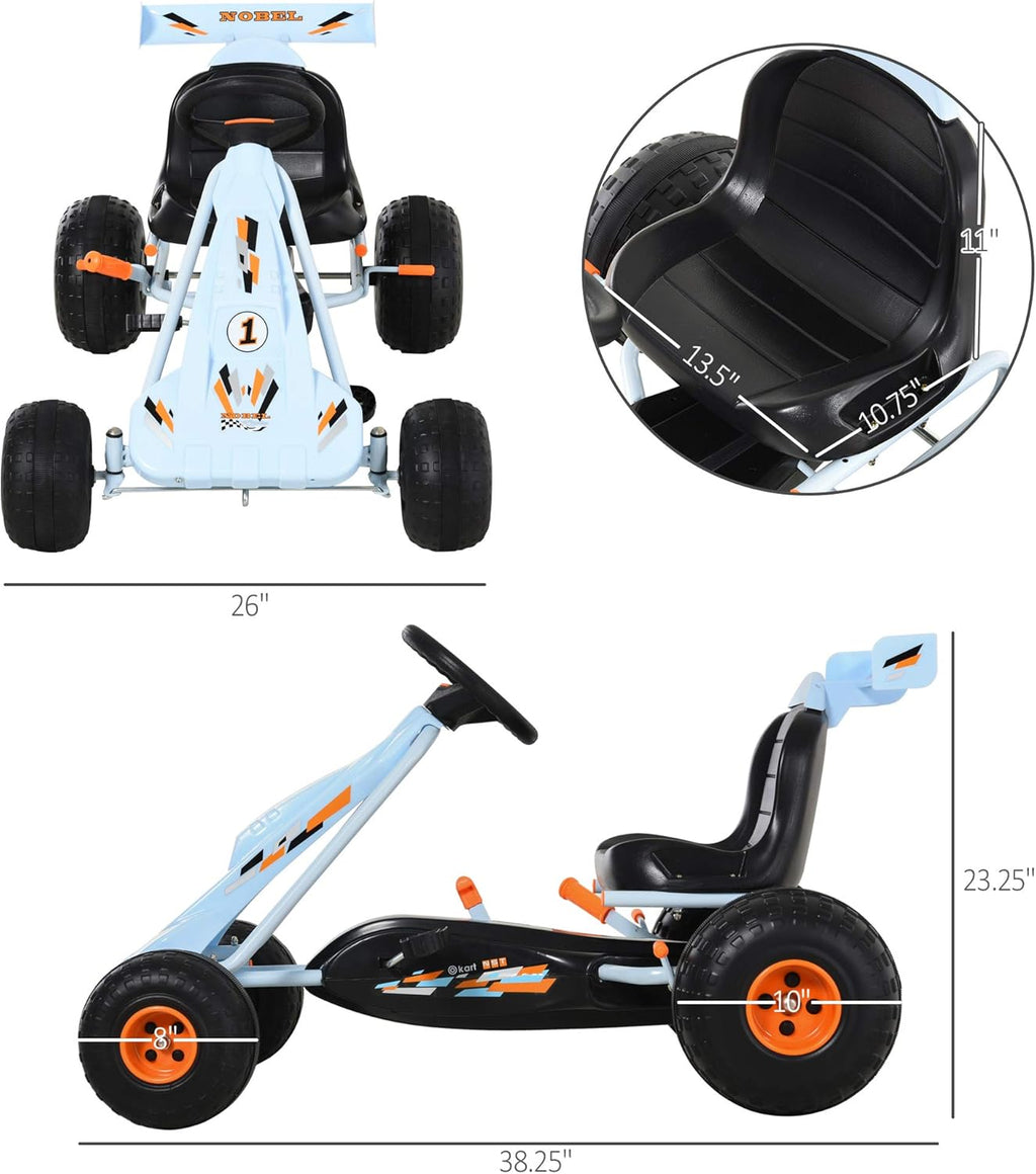 Pedal Go Kart Ride on Car with Adjustable Seat White E6436