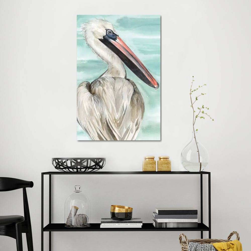 Canvas Art Turquoise Pelican Print Q775