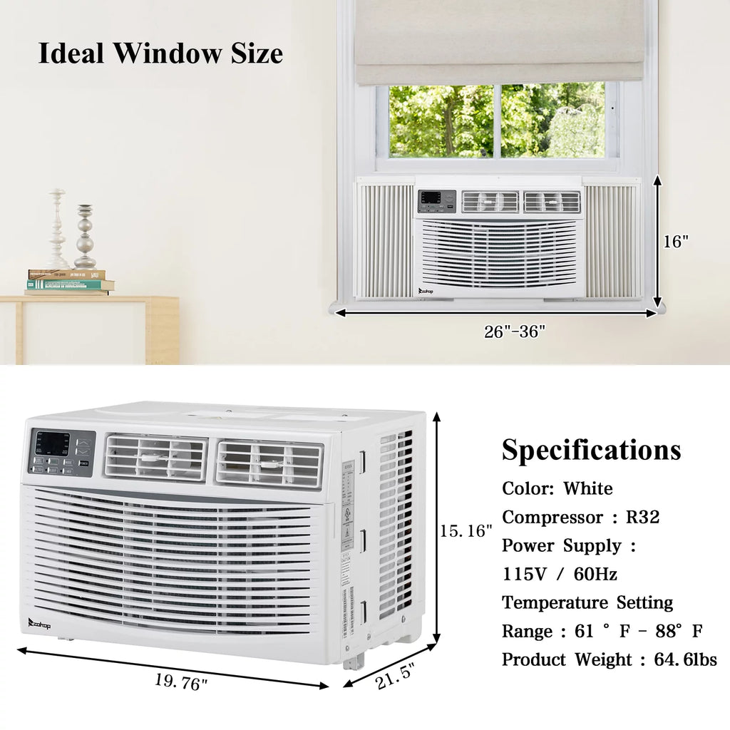 12000BTU 110V Window-Mounted Remote Control Air Conditioner, White E40186