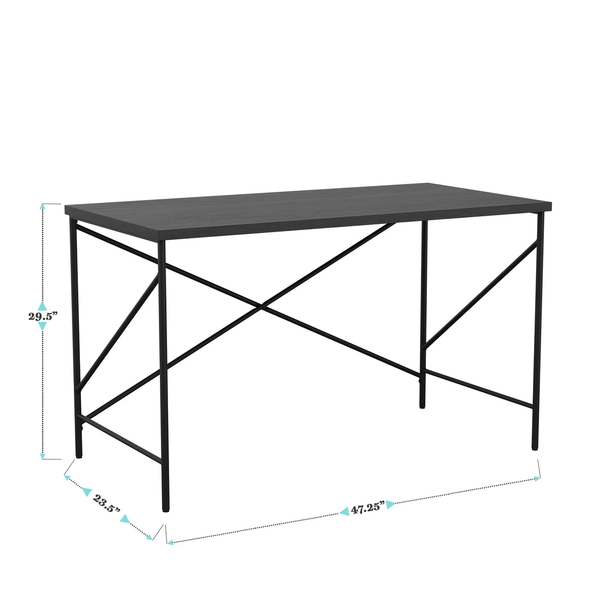 Black Wood Grain Parsons Desk with Metal X-Frame Y7546