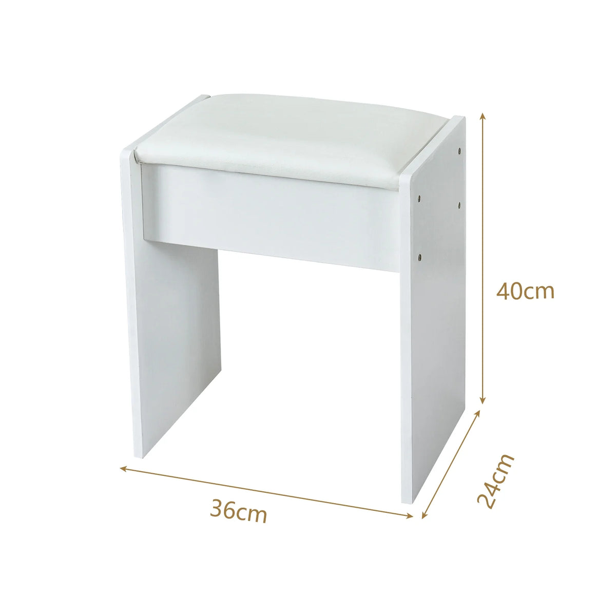 White Vanity Set with Lighted Mirror, Drawers and Stool G68881