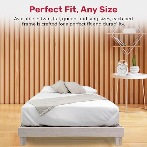 Solid Hardwood Platform Bed Frame with Slats D552843