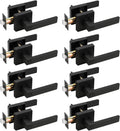 8 Pack Square Privacy Door Levers Locksets in Matte Black Finish D2755