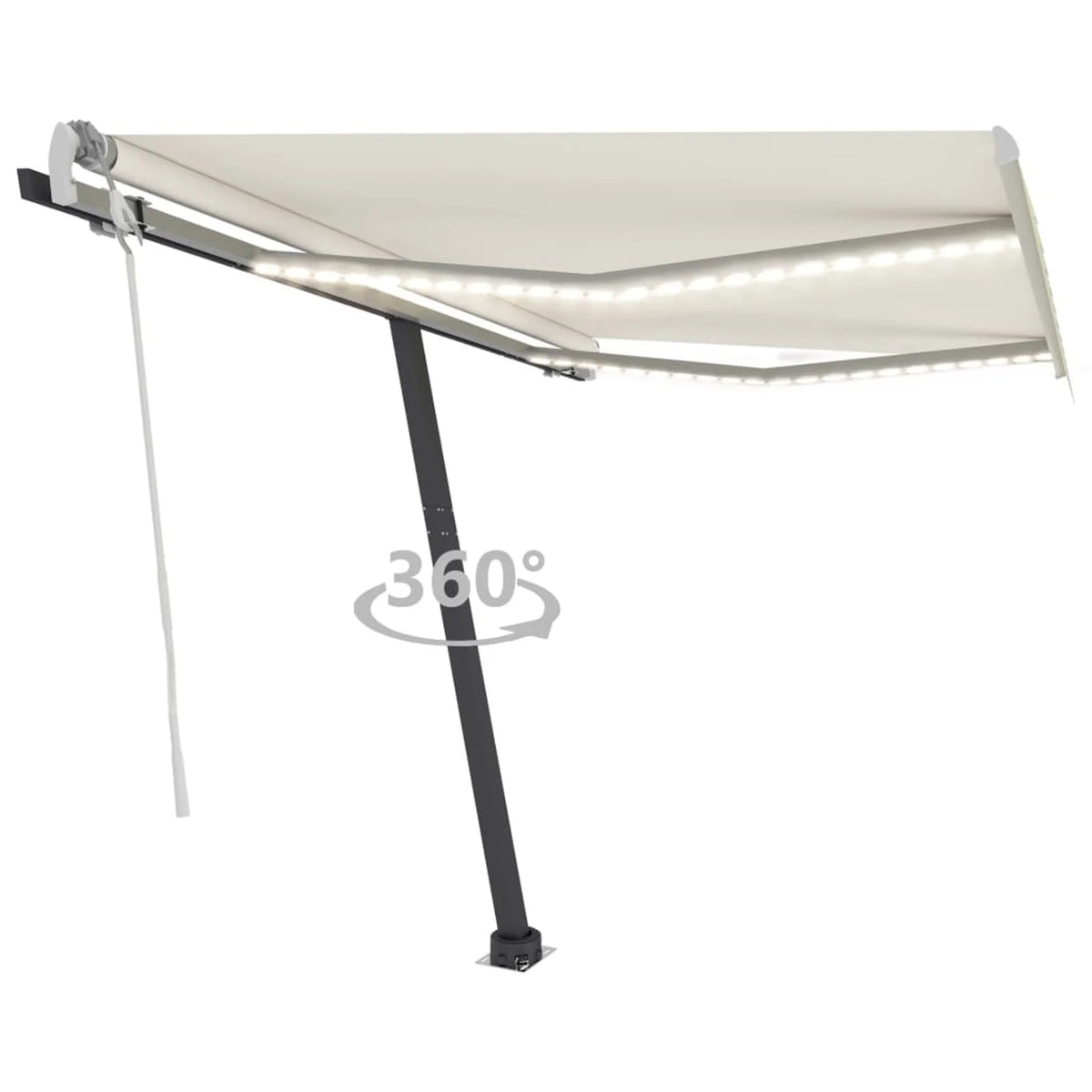 Manual Retractable Awning with LED Outdoor Canopy Sunshade Shelter Cream 118.1 x 98.4 Inches C93150