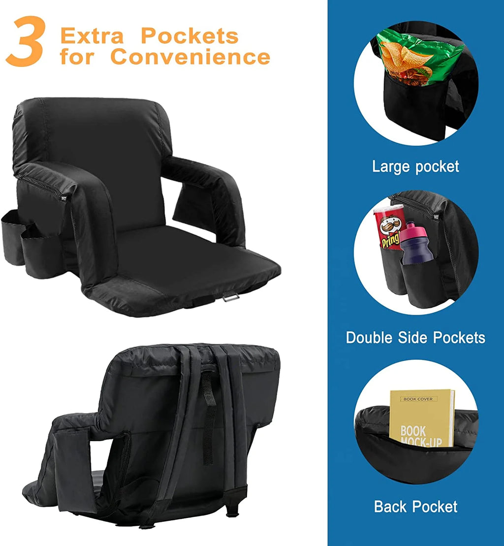 21" Wide Folding Stadium Seat with Back Support, 2 Pack O1975