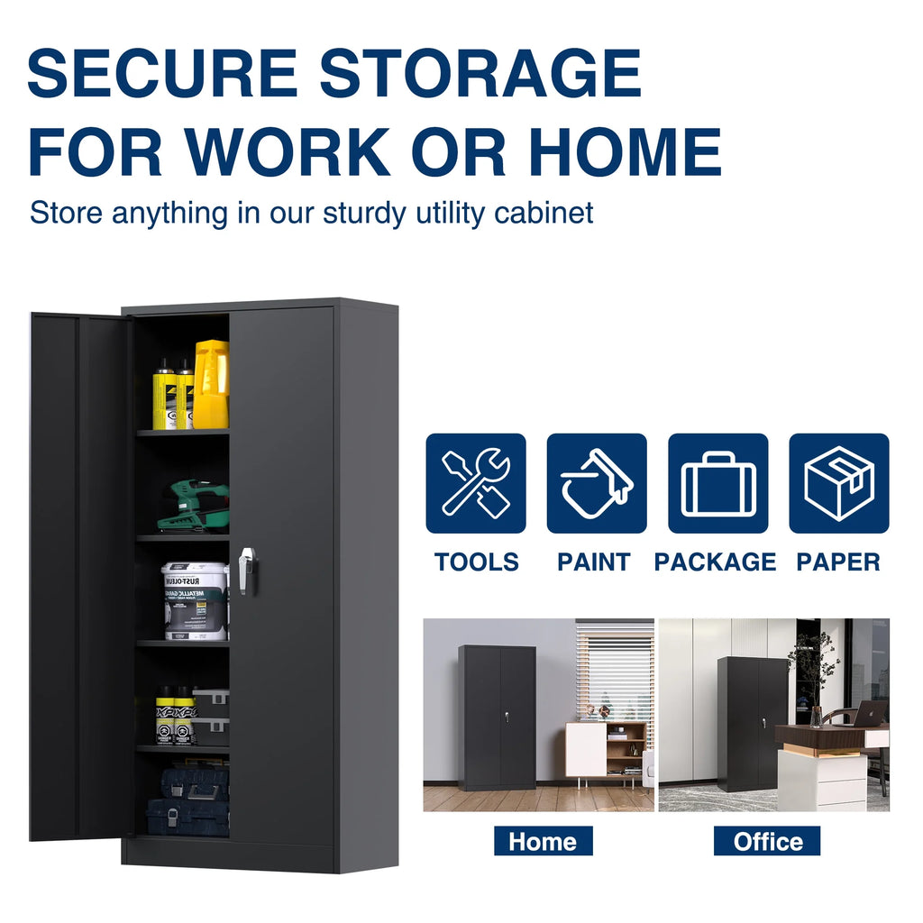 Metal Storage Cabinet with Doors and Shelves B47441