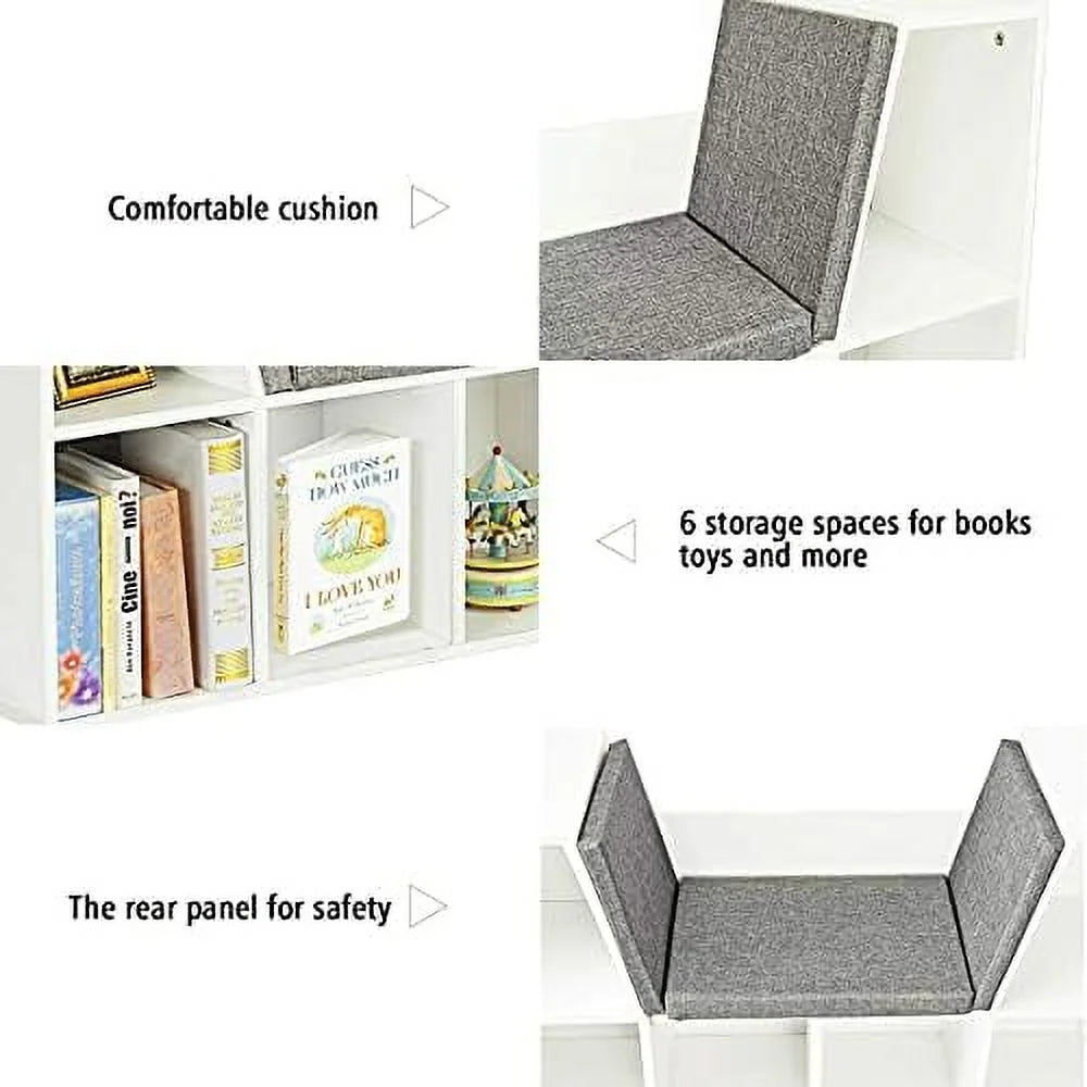 6-Cubby Bookcase with Cushioned Reading Nook Y92133