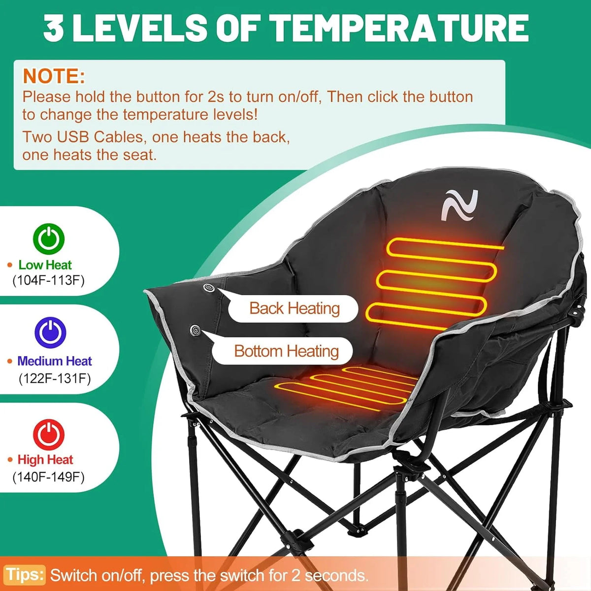 Oversized Heated Camping Chair L50808