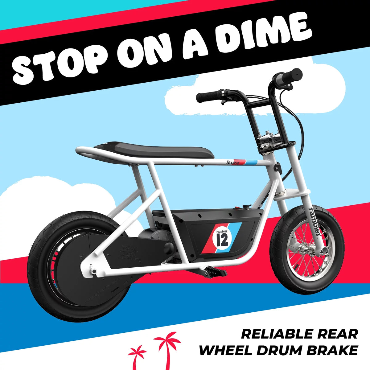 12 Seated Electric Scooter, White, 12" Air-Filled Tires H118722