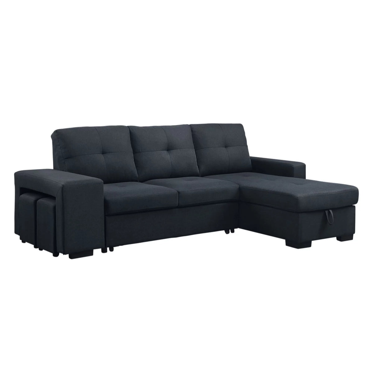 Dark Gray Fabric Sleeper Sectional Sofa with Storage Chaise Y200461